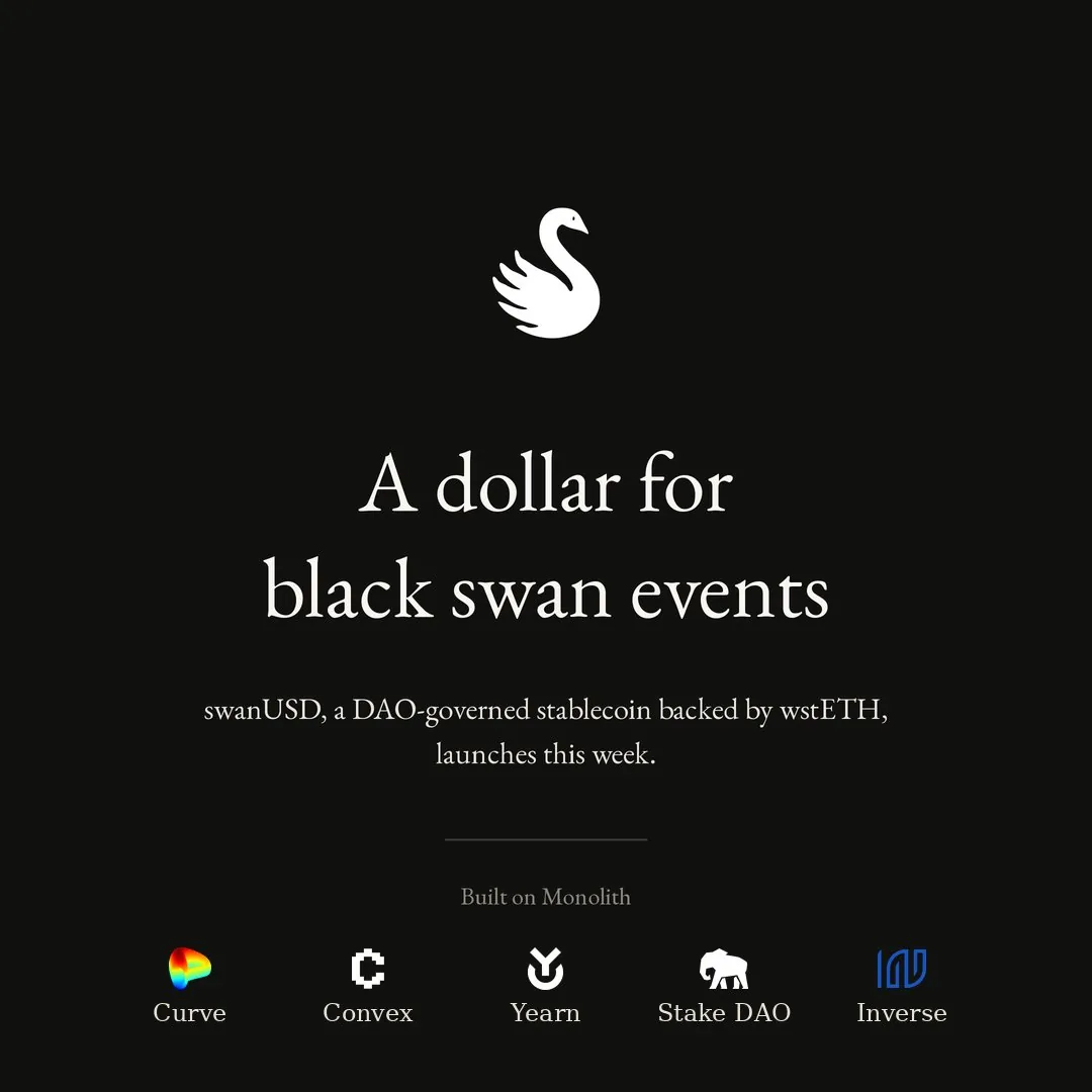swanUSD launch graphic with a swan logo and the five partner communities