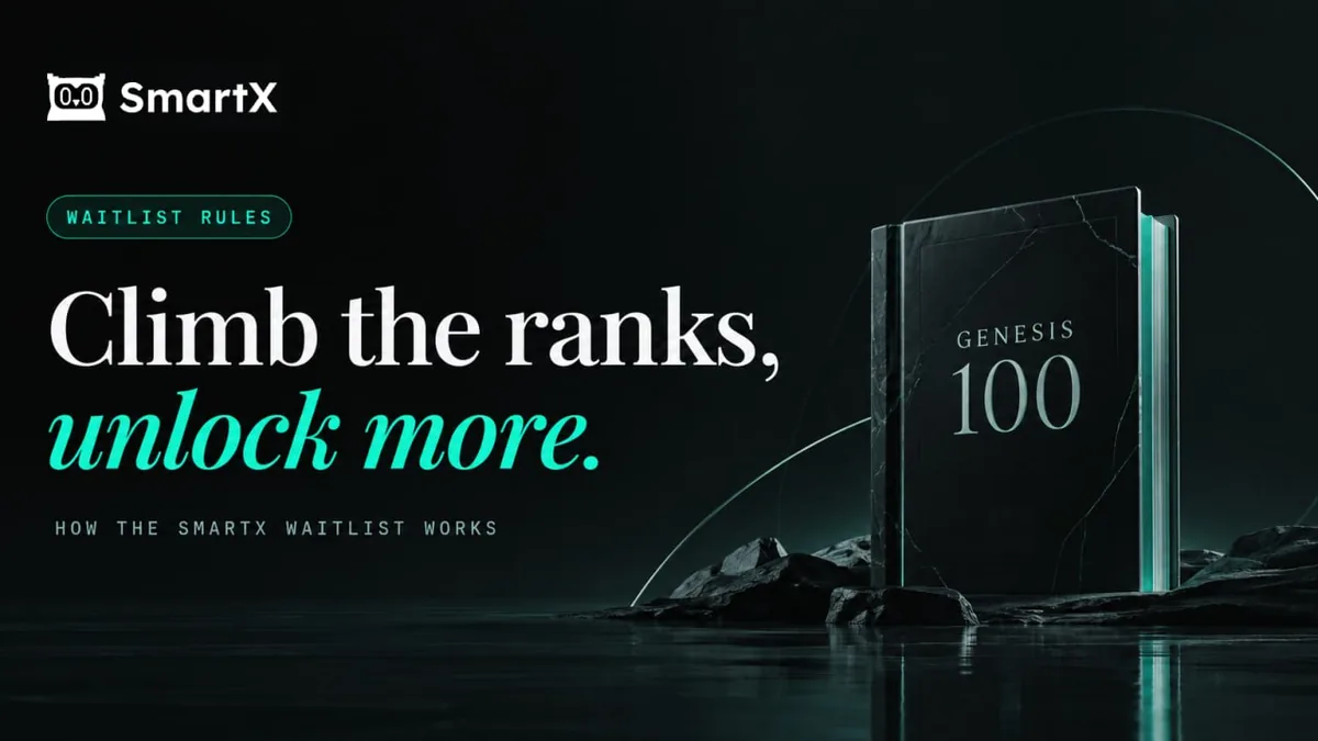 SmartX graphic for its waitlist rules titled Climb the ranks, unlock more, with a Genesis 100 plaque