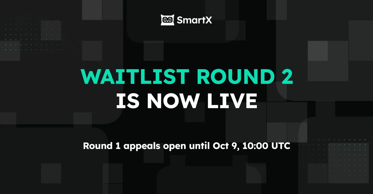 SmartX graphic saying waitlist round 2 is now live and round 1 appeals were open until 9 October