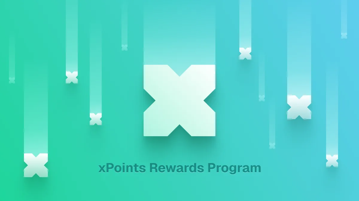 xStocks announcement graphic reading xPoints Rewards Program on a green background